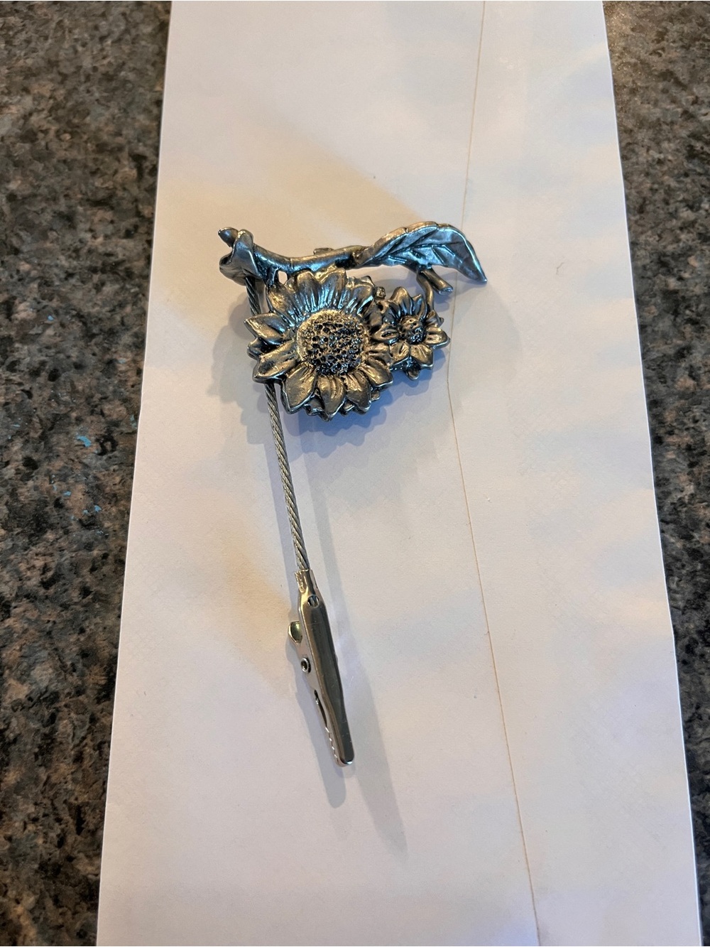 Silver Sunflower Photo Clip